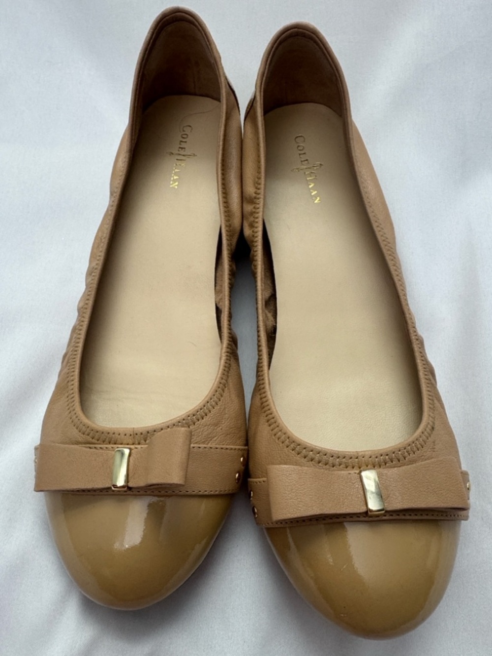 NWT Cole Haan x Nike Air “Monica” Tan Leather Bow Cap-Toe Ballet Flats 10B